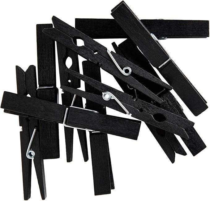 Juvale 100 Pack Wooden Clothespins for Hanging Laundry, Crafts, Photos (Black, 4 in Clothes Pins Wooden)