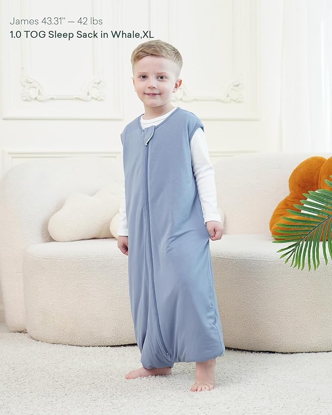 Supersoft Toddler Sleep Sack with Feet 1.0 TOG Premium Bamboo Viscose Sleep Bag Walker with Legs 12-18-24-2t-4t-5t
