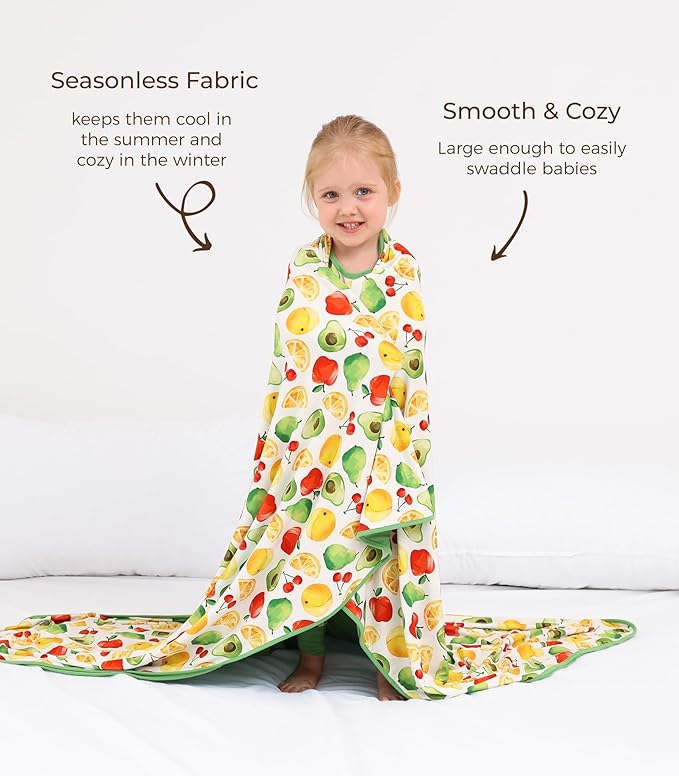 Premium Baby Blanket, Stretchy Quilt for Kid, Soft Crib Bedding for Newborn Baby and Toddler, Nursery Blanket for Boys and Girls, Viscose Made from Bamboo, 50'' x 50'' Fruit