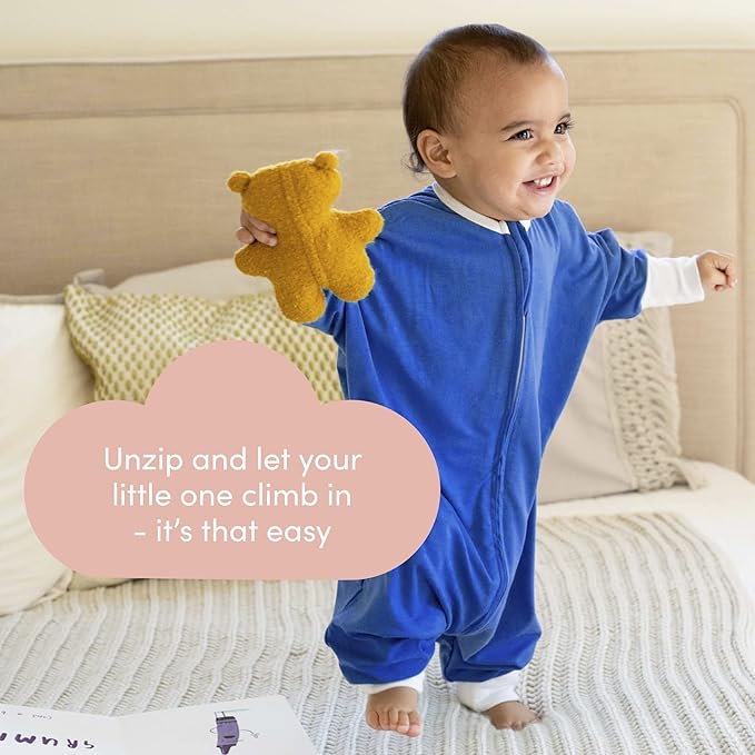 SleepingBaby Flying Squirrel Toddler Pajamas with Practical Zipper for Quick Diaper Changes and Travel Comfort - Navy - 2-3T