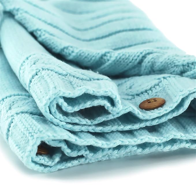 XMWEALTHY Newborn Baby Wrap Swaddle Blanket Knit Sleeping Bag Receiving Blankets Stroller Wrap for Baby(Sky Blue) (0-6 Month)
