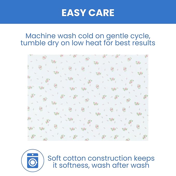 Delta Children Fitted Crib Sheets for Girls and Boys - Crib Sheet for Standard Crib and Toddler Mattresses - 28x52 Inch (Pack of 2), Pink Floral