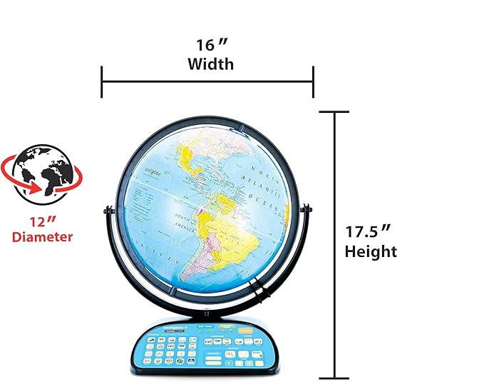 Replogle Globe For Children Interactive 12 Inch Talking World Globe With Stand,Learning Educational Toy4Kids For Classroom Kids Ages 4-8 & Decor