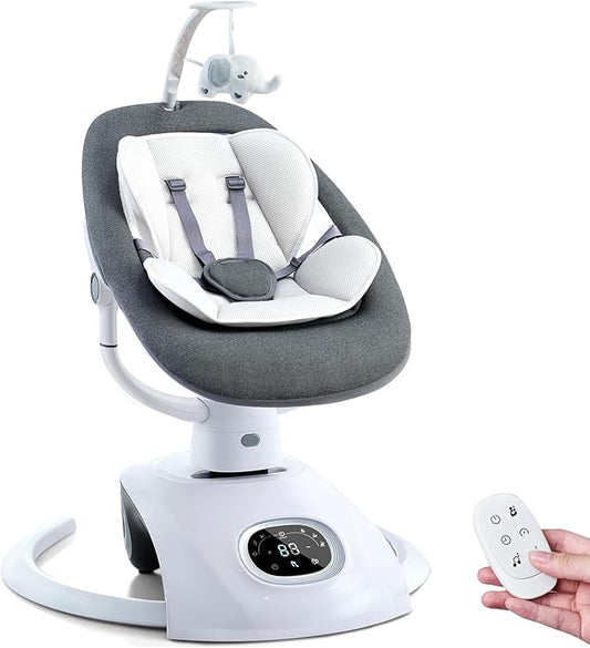 Baby Swing for Infants Electric Automatic Multi Motion Newborn for Girl & Boy with Remote Control, 5 Speed, 13 Melodies, Light Gray