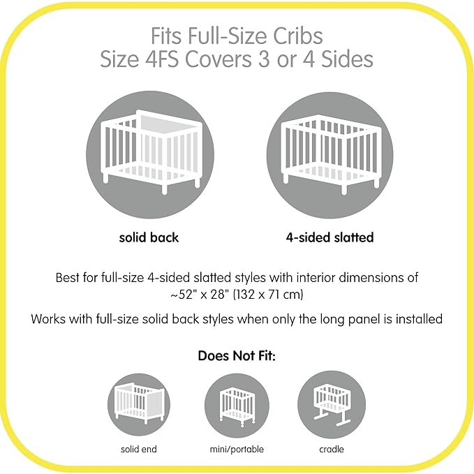 BreathableBaby Breathable Mesh Liner for Full-Size Cribs, Deluxe 4mm Mesh, White Mist (Size 4FS Covers 3 or 4 Sides)