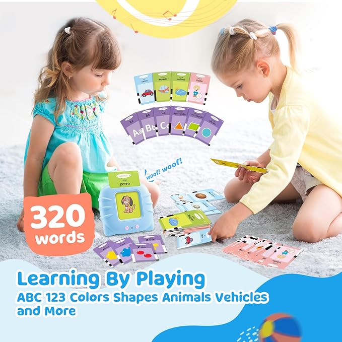 Spanish Flash Cards for Kids,Bilingual Flash Cards for Toddler/Beginning - ABC,Numbers,Colors,Shapes,Español/English Talking Flash Cards for Preschool,Kindergarten