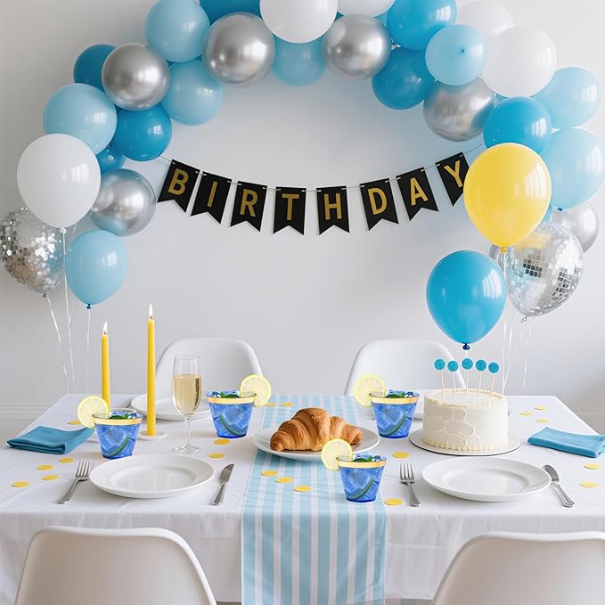 supernal 100 Pcs Blue Plastic Cups, 9oz Blue Disposable Cups with Gold Rim, Plastic Wine Cocktail Glasses Perfect for Party, Wedding and Birthday, Cute Cocktail Party Cup Disposable Wine Glasses