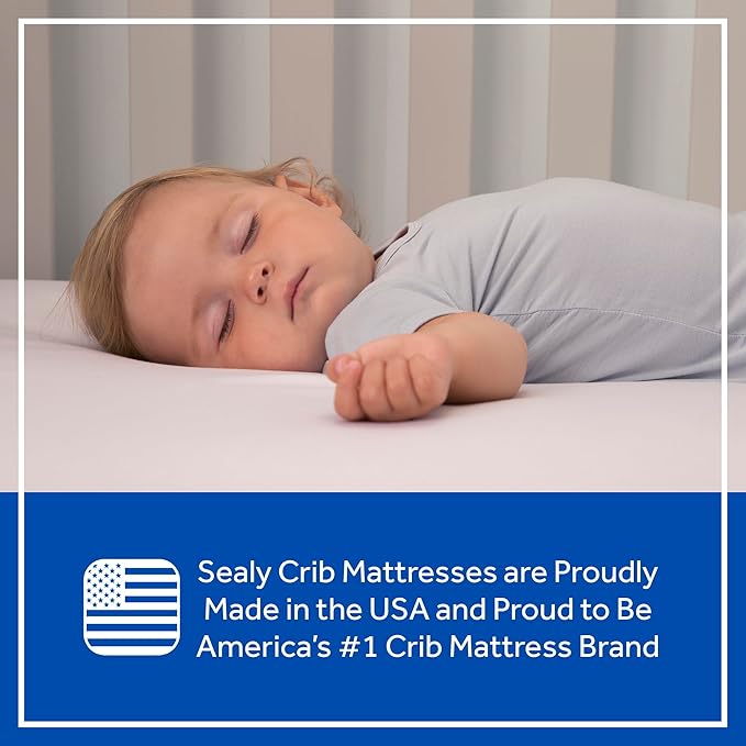Sealy Baby OmniPedic DuoBreathe 2 Stage Breathable Crib Mattress, GREENGUARD Gold Certified, Made in USA, Waterproof, Premium Dual Firmness and Hypoallergenic, Toddler Bed Fit, 52x28