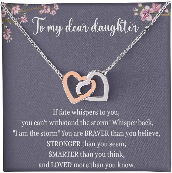 To My Daughter Gift Necklace From Dad or Mom - Badass Daughter Jewelry With Heartfelt Message & Elegant Box
