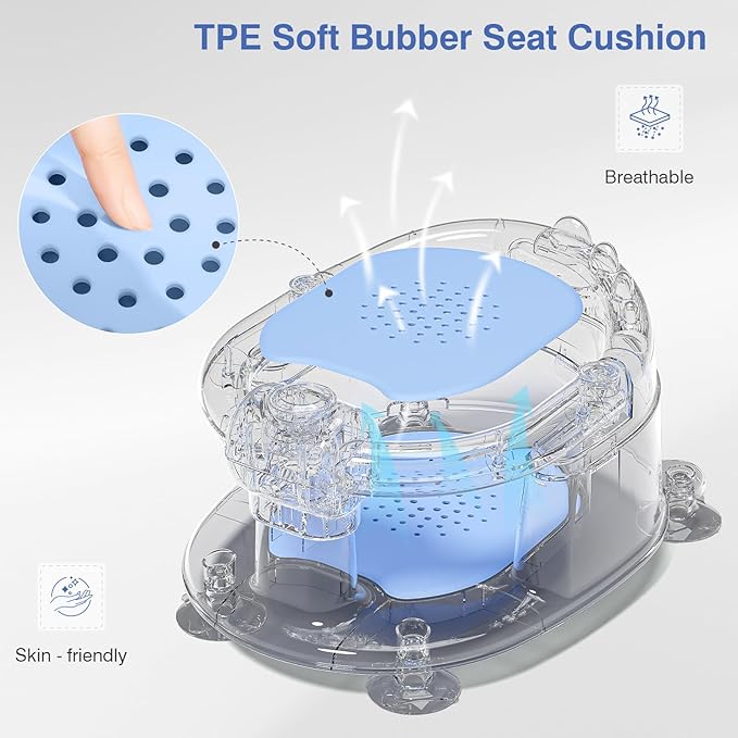 Baby Bath Seat for Babies 5 Months & Up - Non-Slip Bath Seat for Sitting Up with Baby Essentials Kit, Soft Cushion & Compact Design, Toddler Bathtub Seat