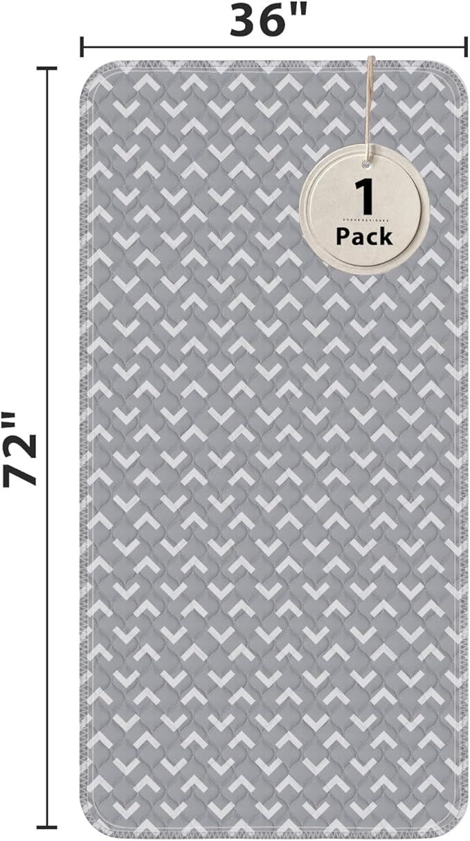 Non-Slip Bed Pads for Incontinence Washable (36" x 72"|1 Pack), Waterproof Bed Pads, Bed Wetting Pads for Bed, Sofa, Floor, Resuable Underpads for Adults, Seniors, Pet