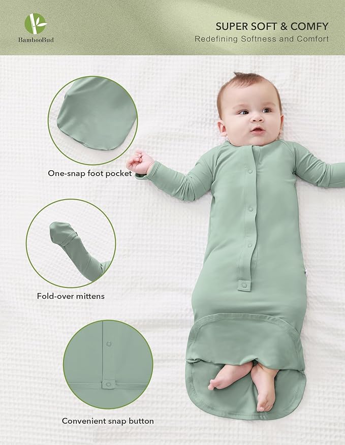 Baby Nightgowns Sleeper Gown Newborn Long Sleeve Pajama Gowns Unisex Viscose from Bamboo Infant Sleepwear