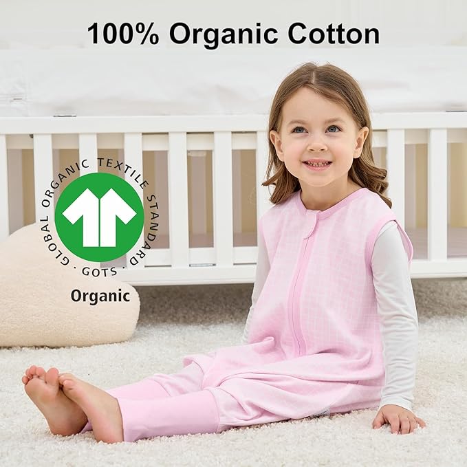 Yoofoss Toddler Sleep Sack With Feet 3-4T 100% Organic Cotton Baby Sleep Sack with Legs Toddler Wearable Blanket with 2-Way Zipper