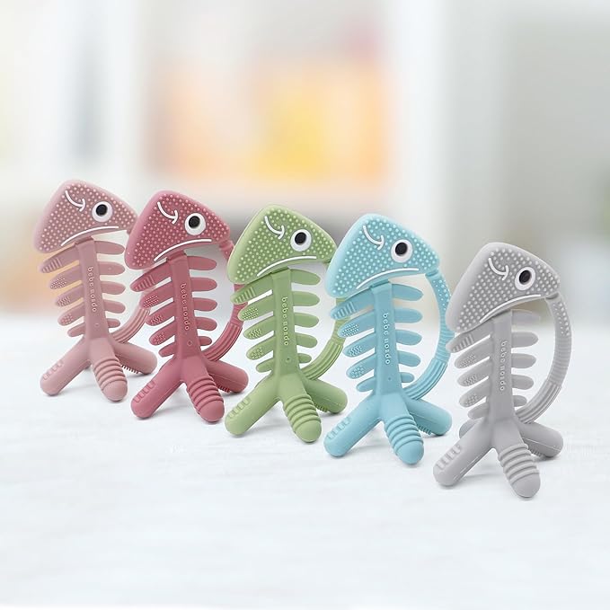 3in1 Infant Toys, Teething Toys 3-6 6-12 Months, Teethers for Babies 3-6-12 Months, for Teething Relief, Baby Gift, Silicone,Sensory, Baby Toys 0-6 Months,USA Patent Pending,Fish,(Pink)