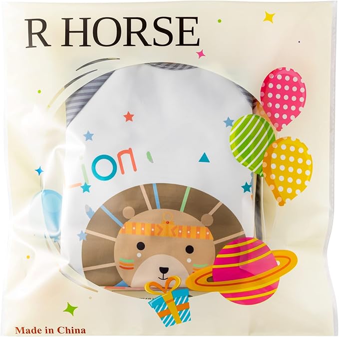 R HORSE 5Pcs Short Sleeved Bib for Baby Toddlers Waterproof Sleeved Bib with Pocket Animal Infants Feeding Bib for 0-36 Month