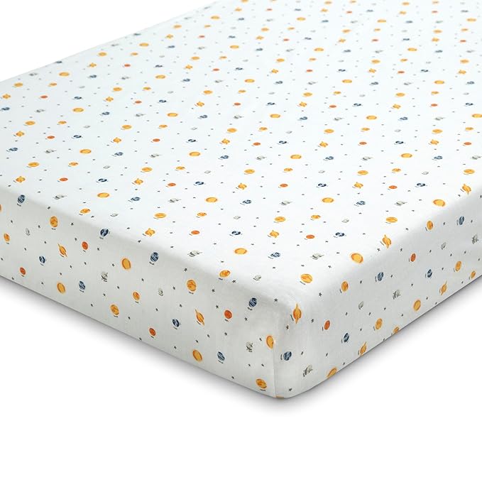 Delta Children Fitted Crib Sheets for Girls and Boys - Crib Sheet for Standard Crib and Toddler Mattresses - 28x52 Inch (Pack of 3), Space Exploration