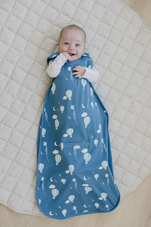 Woolino 4 Season Baby Sleep Sack - Ultimate Baby Sleeping Bag - Merino Wool and Organic Cotton Two-Way Zipper Adjustable Universal Size Sleep Sack (2-24 Months) - Hot Air Balloon
