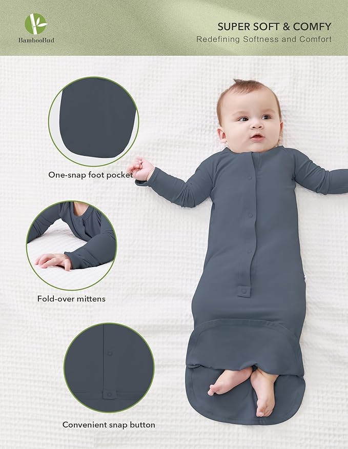 Baby Nightgowns Sleeper Gown Newborn Long Sleeve Pajama Gowns Unisex Viscose from Bamboo Infant Sleepwear