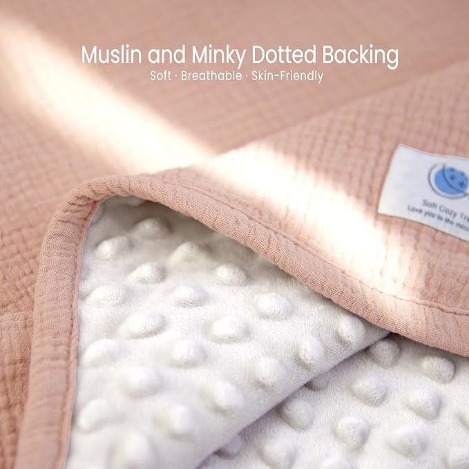 lulumoon Baby Blanket for Newborn Receiving: Minky Dot & Muslin Lightweight - Thermal Blanket Gift for Baby Shower & Hospital Welcoming 30"x40"(Pink)