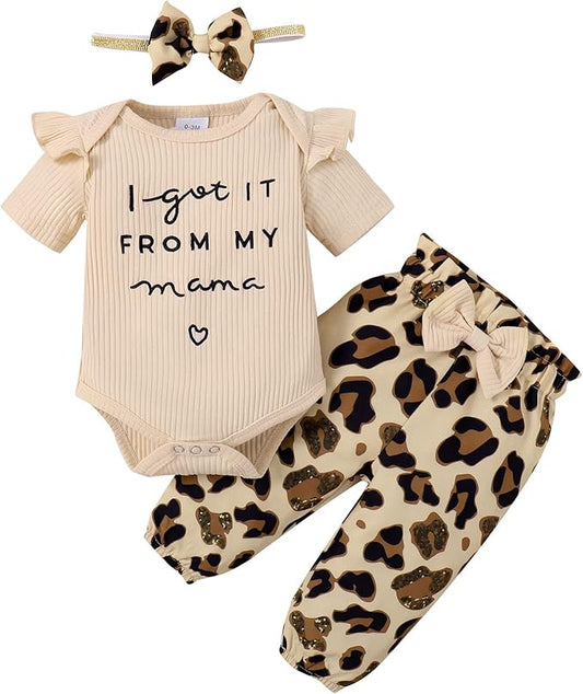 DISAUR Baby Girls Clothes Newborn Infant Baby Girls Outfit Long Sleeve Ruffle Romper Floral Pants Headband Sets 0-18 Months