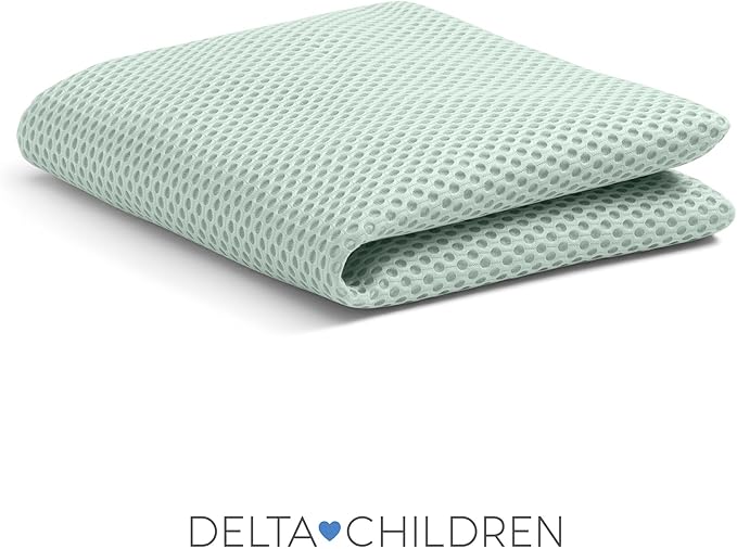 Delta Children Breathable Crib Mattress Pad Cover - Make Every Crib Mattress Breathable - Elastic Edges for Secure, Universal Fit - Machine Washable - 1 Pack, Green