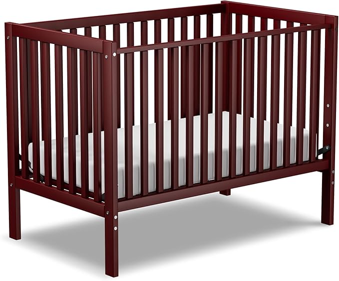 Baby Crib 5-in-1 Convertible, Wood Full Size Toddler Bed for Small Baby, Made of Sustainable Natural Pinewood Cribs, Non-Toxic Finish, Simplistic Nursery Furniture (Cherry)