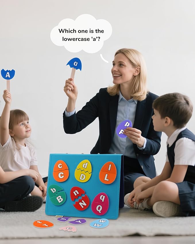 CHEFAN Felt Letters & Numbers Learning Toy, Color Match Shape Sorter Game, Montessori ABC Learning Activities for Preschool Kids, Toddler Felt Board Set (3+ Years)
