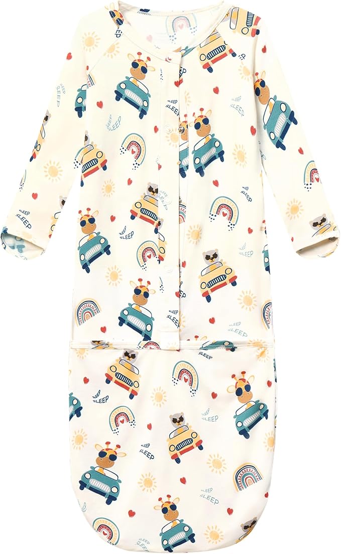 Baby Nightgowns Sleeper Gown Newborn Long Sleeve Pajama Gowns Unisex Viscose from Bamboo Infant Sleepwear