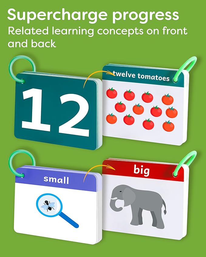 Toddler Flash Cards - Learn Colors, Numbers, Shapes, Opposites on Thick Jumbo Flashcards for Early Learners - Teacher Designed for Preschool, Kindergarten & Toddlers