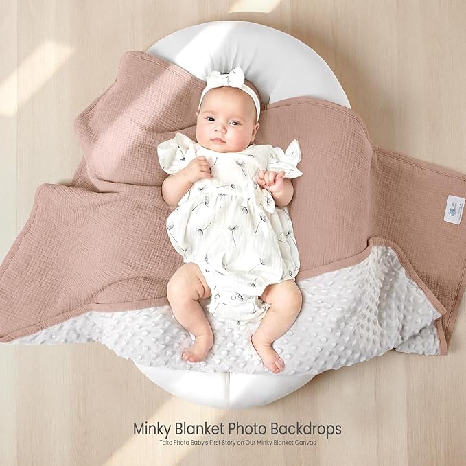 lulumoon Baby Blanket for Newborn Receiving: Minky Dot & Muslin Lightweight - Thermal Blanket Gift for Baby Shower & Hospital Welcoming 30"x40"(Sand)