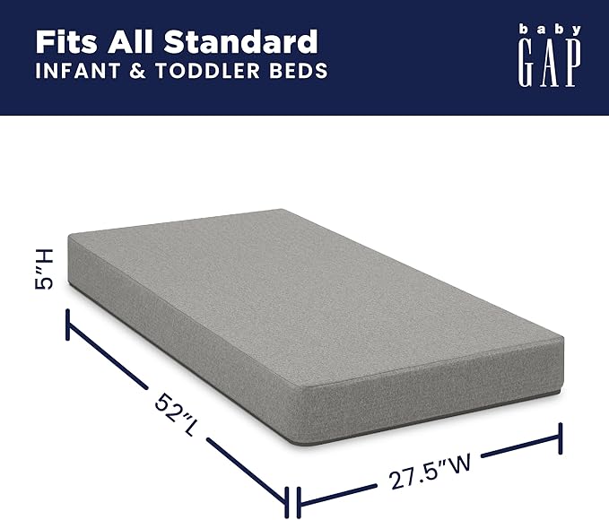 GAP babyGap TrueSleep 2-Stage Deluxe Crib and Toddler Mattress - Waterproof - GREENGUARD Gold Certified – Temperature Regulating – Moisture Wicking