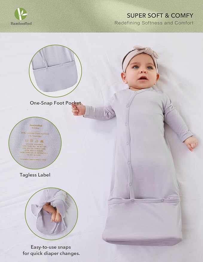 Baby Nightgowns Sleeper Gown Newborn Long Sleeve Pajama Gowns Unisex Viscose from Bamboo Infant Sleepwear