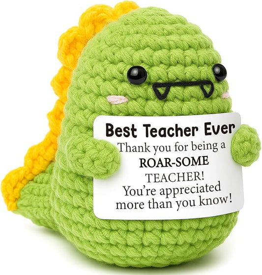 Mini Teacher Appreciation Gifts Women Men Best Teachers Ever Gift Cute Handmade Crochet Dino Thank You Gifts for Educators Teacher Last Day of School& Back to School Christmas Retirement Gift Ideas