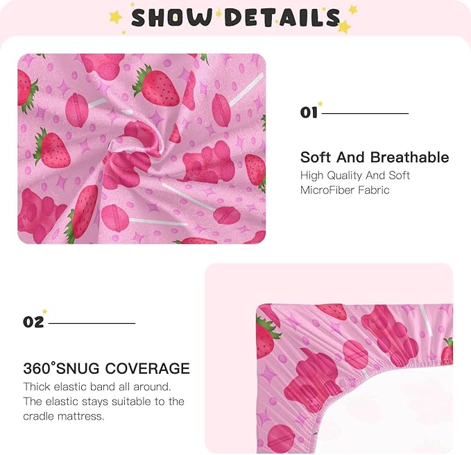 Lollipop Jelly Crib Sheets for Neutral Bassinet Play Sheets,Sheets Toddler Bed Sheets for Baby Boys Girs 39 * 27 * 5in