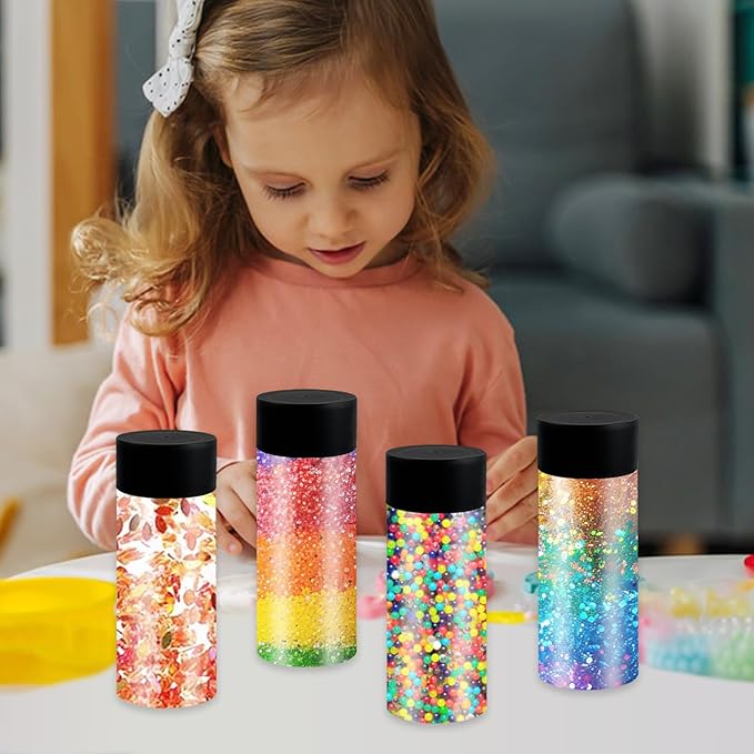 28 Pcs Empty Plastic Sensory Bottles with Lids, 10 oz/ 300 ml Leakproof Clear Reusable Bottles for Sensory Crafts Classroom Handmade Party Supply