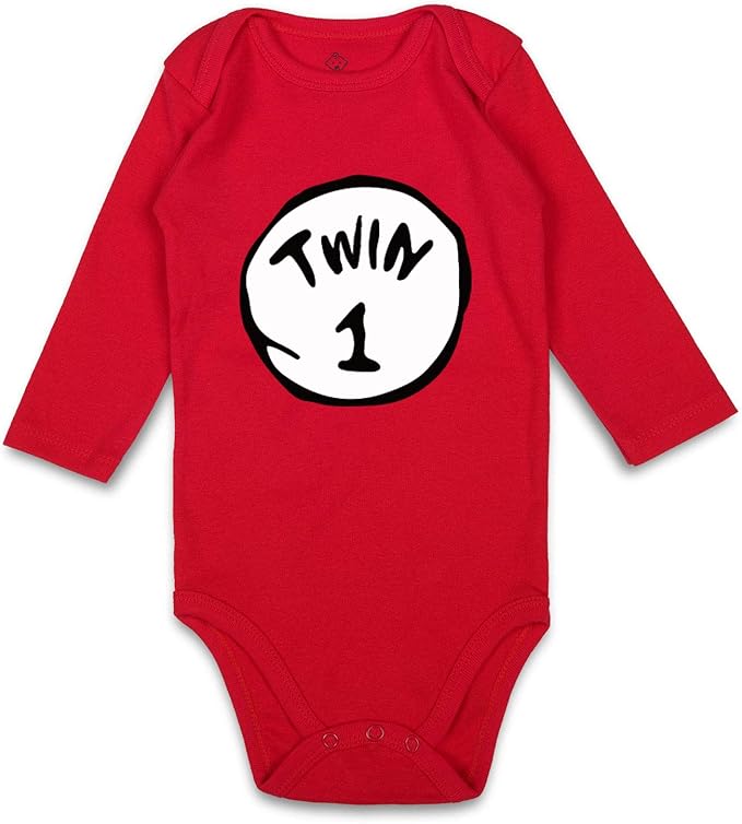 DEFAHN Funny Twins Baby Bodysuits Boys Girls Rompers 2 Pack Twin Matching Clothes Outfits for Newborn Infant