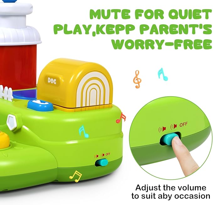Interactive Pop Farm Animal Up Toys with Music Sounds Montessori Cause and Effect for 1-3 Baby Boy Girl Early Educational Musical Baby Infant STEM Gift 9-12-18 Months Babies Birthday