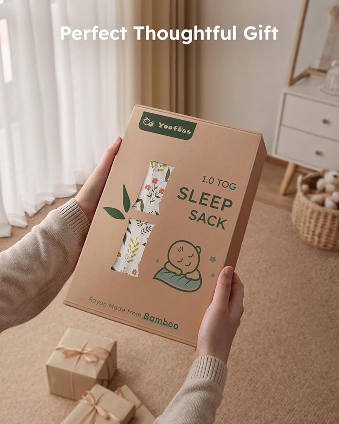 Yoofoss Rayon Made from Bamboo Baby Sleep Sack 18-24 Months 1.0 Tog Baby Wearable Blanket, Super Soft Infant Toddler Sleeping Sack 2-Way Zipper
