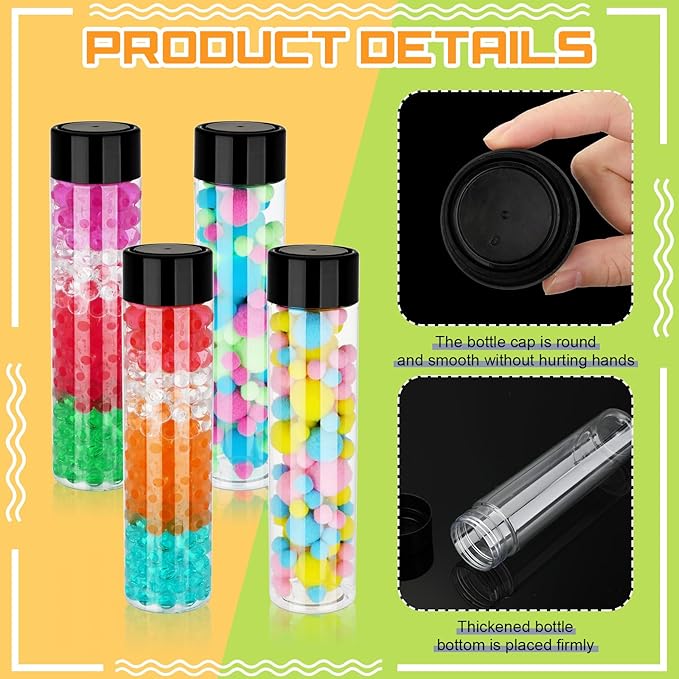 Hoolerry 16 Pcs Empty Sensory Bottles 12 oz Plastic Reusable Juice Water Bottles with Lids Bulk Reusable Drink Containers for Milk Tea Beverages Sensory Classroom Party Supply