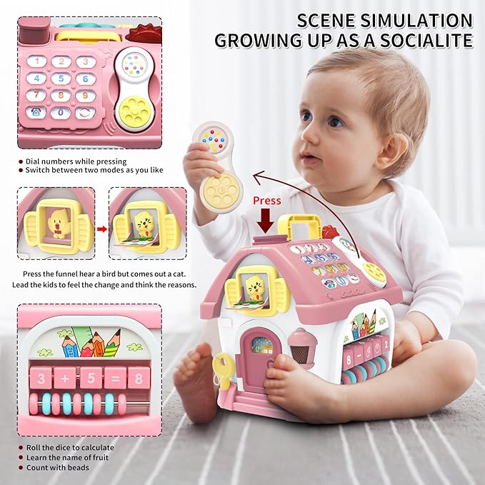 Montessori Toys for 1+ Year Olds Girl Gifts - 8-in-1 Musical Learning House Baby Toy 6-12 12-18 Months, Toddler Toys Age 1, 2 Year Old Girl Birthday Gifts