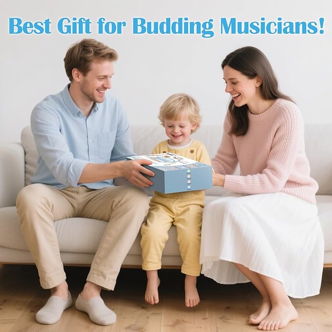 Toddlers Drum Set - Montessori Toys for 2 3 Year Old Boy Girl Birthday Gifts, 6 in 1 Wooden Musical Instruments for Toddlers 2-4, Preschool Learning Musical Toys for Baby 18+ Months with Snare Drum