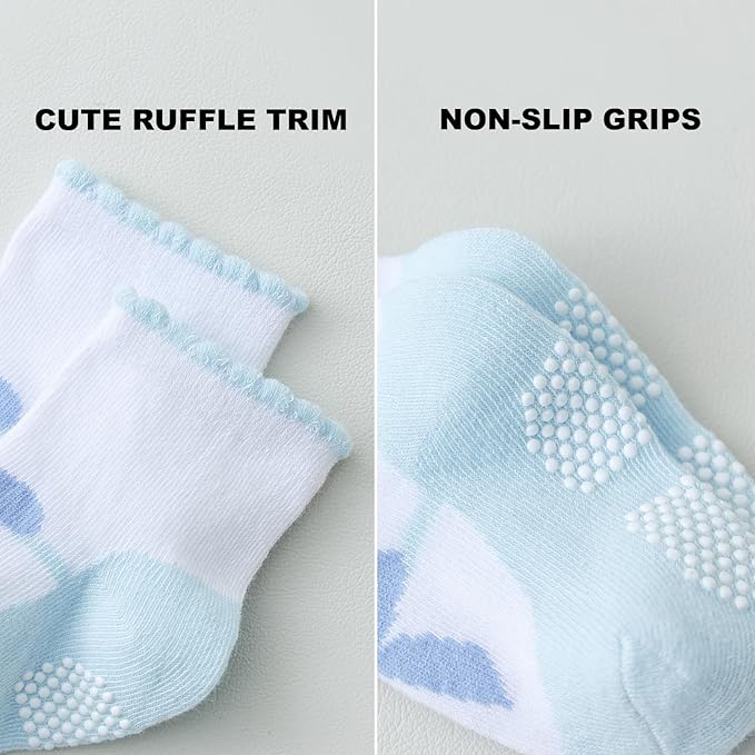 EPEIUS Unisex Baby Girls Boys Non-Slip Socks (Set of 6)
