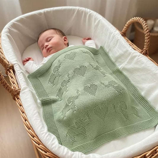 Elephant Baby Knit Blanket – 100% Cotton Soft Receiving Blanket with Cute Elephant Pattern for Newborn Infant Toddler Boy Girl, Lightweight Nursery Crib Stroller Cover Gift