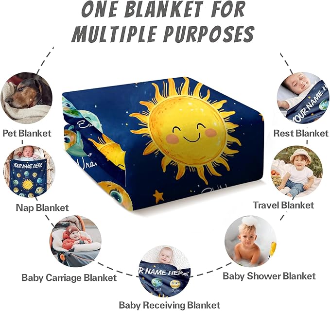 Ship Next Day, Personalized Baby Blanket for Boys Girls - Printed in USA, Custom Baby Blanket with Name Super Soft Plush Flannel, Easter Christmas Brithday Gifts for Baby Shower Kids Toddlers Newborn