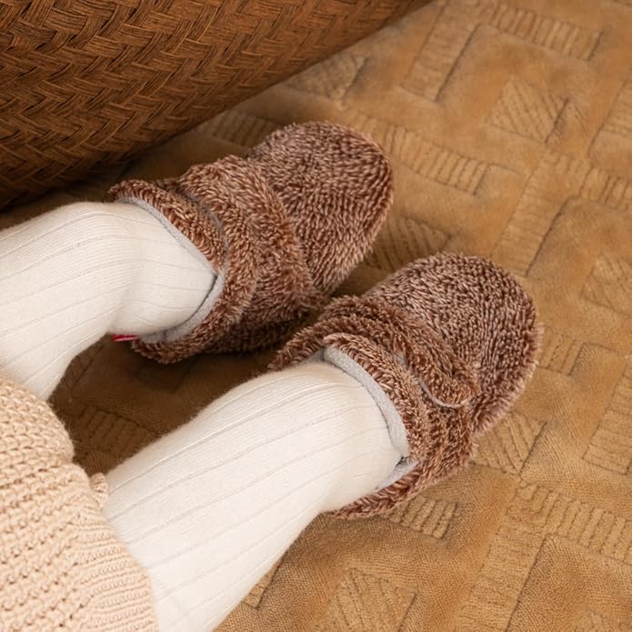 Sawimlgy Newborn Infant Baby Girl Boy Cotton Booties Stay On Sock Slippers Soft Bedroom Shoes Non-Skid Ankle Boots With Grippers Toddler Crib Warm Shoe First Walker Birthday Shower