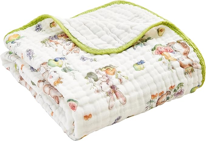 Luxury Muslin Baby Blanket, Soft Swaddle, 6-Layer Cotton Receiving Blanket for Newborn Infant, 43x43 Inch Lightweight Breathable Crib Blanket, Nursery Stroller Toddler Quilt, Animal Print