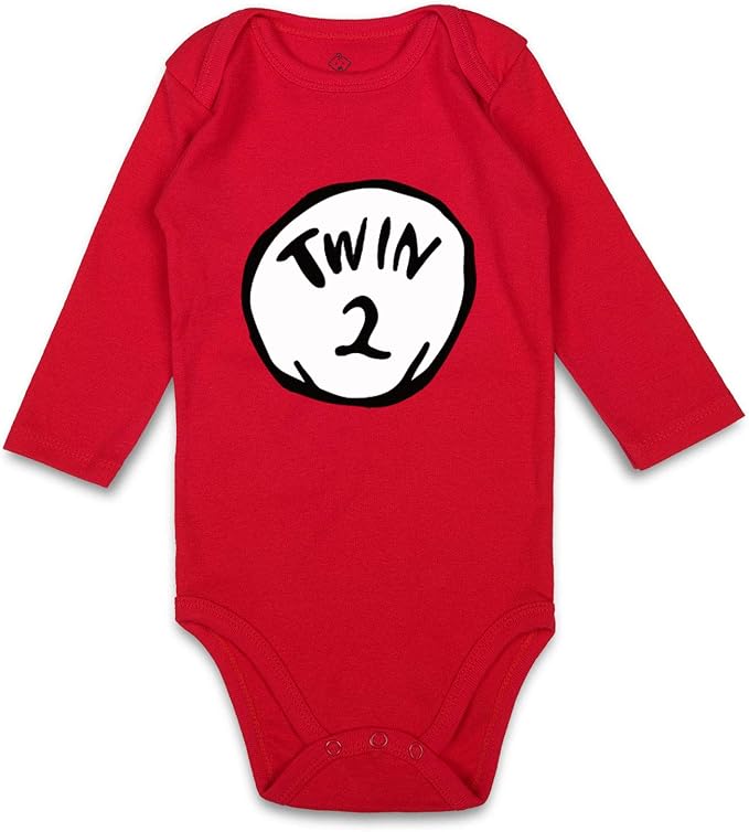 DEFAHN Funny Twins Baby Bodysuits Boys Girls Rompers 2 Pack Twin Matching Clothes Outfits for Newborn Infant