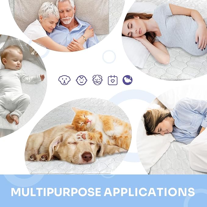 Ultra Soft Quilted Washable and Reusable Incontinence Bed Underpads, 34"X36" (2 Pack), Waterproof Sheet and Mattress Protectors