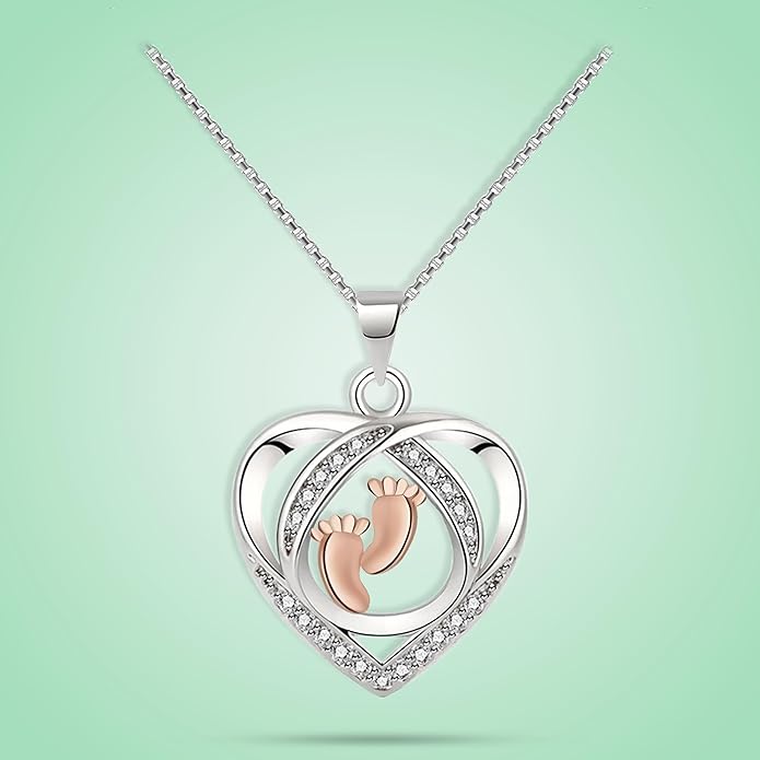 Baby Footprint Necklace for Mom to Be Push Present Pregnancy Gift for Expectant Mother| Soon-to-be Mom Jewelry, Congrats Pregnancy Pendant