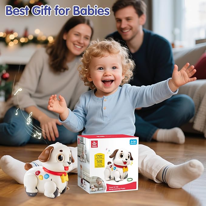 HOLA Baby Toys 6-12 Months Musical Dancing Puppy Tummy Time Toy, Toddler Learning Toys for 1 Year Old Girl Boy, 1st Birthday Gift for Boys & Girls Christmas Stocking Stuffers